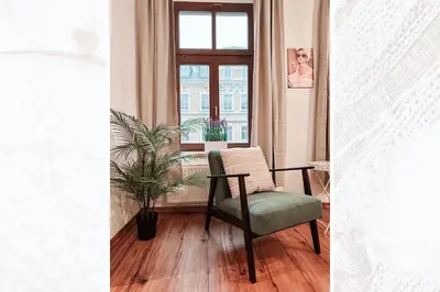 Ein Sitzbereich in der Unterkunft Matthesstraße App124