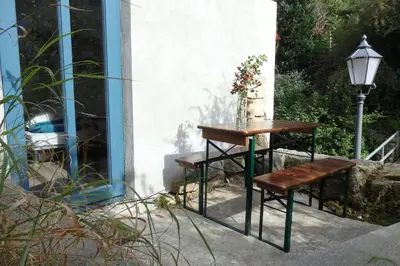 Ein Balkon oder eine Terrasse in der Unterkunft Herberge Landstreicher