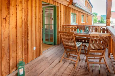 Ein Balkon oder eine Terrasse in der Unterkunft Landhof Badeda