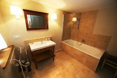 Ein Badezimmer in der Unterkunft Ferienhaus Lindenhof Graupa