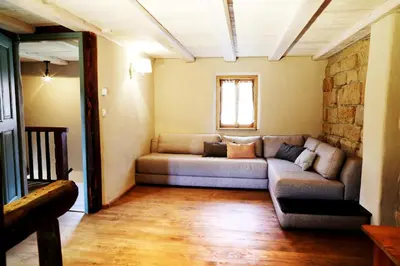 Ein Sitzbereich in der Unterkunft Ferienhaus Lindenhof Graupa