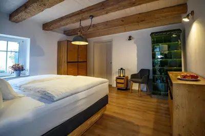 Ein Bett oder Betten in einem Zimmer der Unterkunft Blaues Nest