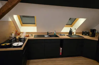 Küche/Küchenzeile in der Unterkunft Ferienwohnung NR4 DG Klima