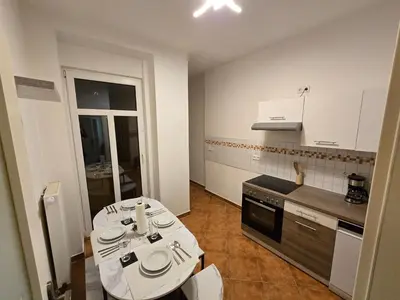 Küche/Küchenzeile in der Unterkunft Boardinghouse mit 10 großen Apartments mit Parkplatz und Balkon