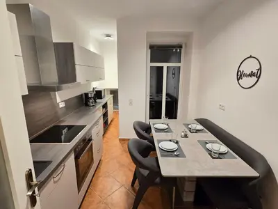 Küche/Küchenzeile in der Unterkunft Boardinghouse mit 10 großen Apartments mit Parkplatz und Balkon