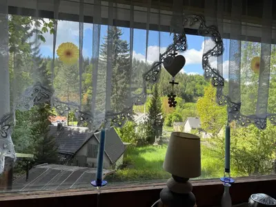 Ein Garten an der Unterkunft Waldhaus zur Kleinbahn