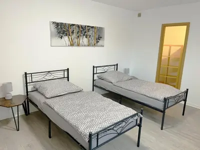 Ein Bett oder Betten in einem Zimmer der Unterkunft Monteurwohnung in Coswig