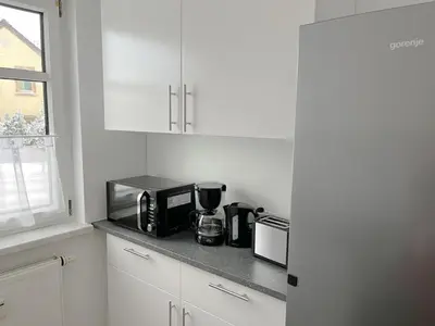 Küche/Küchenzeile in der Unterkunft Monteurwohnung in Coswig