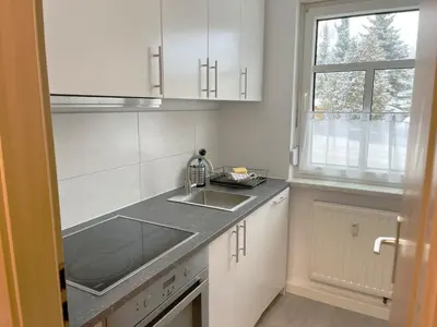 Küche/Küchenzeile in der Unterkunft Monteurwohnung in Coswig