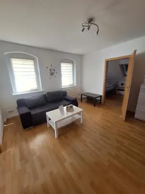 Ein Sitzbereich in der Unterkunft Ferienwohnung Witzschdorfer Höhe