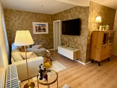 TV/Unterhaltungsangebot in der Unterkunft Ferienwohnung Kathy - Moderne, stilvolle Ferienwohnung mit Balkon, Sauna und kostenlosem Parkplatz im schönen Elbsandsteingebirge