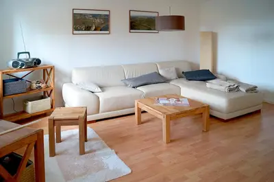Ein Sitzbereich in der Unterkunft Ferienhaus Flora