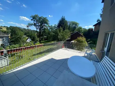 Ein Balkon oder eine Terrasse in der Unterkunft Grüne Oase