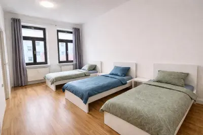 Ein Bett oder Betten in einem Zimmer der Unterkunft New Fully Equipped Apartment in Chemnitz