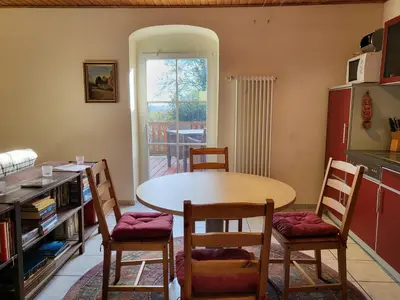 Küche/Küchenzeile in der Unterkunft Ferienwohnung im Fachwerkhaus Maxen