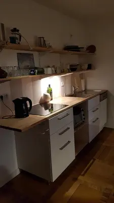 Küche/Küchenzeile in der Unterkunft Villa im Park Wachwitzgrund - Große Ferienwohnung in EG der Villa