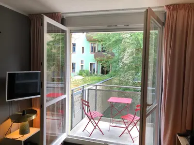 Ein Balkon oder eine Terrasse in der Unterkunft Studio Apartment in Dresden-Neustadt