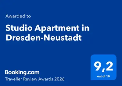Ein Zertifikat, Auszeichnung, Logo oder anderes Dokument, das in der Unterkunft Studio Apartment in Dresden-Neustadt ausgestellt ist