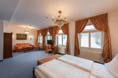 Ein Bett oder Betten in einem Zimmer der Unterkunft Hotel Goldener Löwe