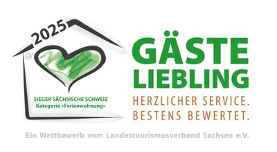 Ein Zertifikat, Auszeichnung, Logo oder anderes Dokument, das in der Unterkunft Sonnenhof Bad Schandau ausgestellt ist