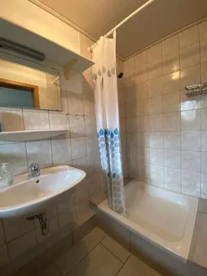 Ein Badezimmer in der Unterkunft Holzhaus 