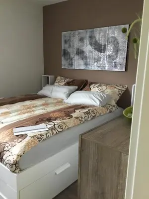 Ein Bett oder Betten in einem Zimmer der Unterkunft Ferienwohnung Schusi Freital