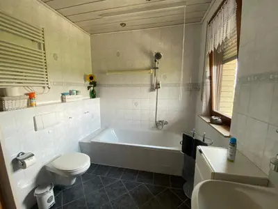 Ein Badezimmer in der Unterkunft Ferienwohnung Bock im Seenland