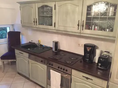 Küche/Küchenzeile in der Unterkunft Apartments Chemnitz Central Elbsandstein