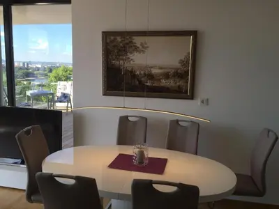 Ein Sitzbereich in der Unterkunft Wohnung mit Weitblick