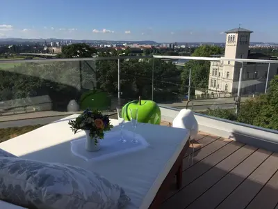 Ein Balkon oder eine Terrasse in der Unterkunft Wohnung mit Weitblick