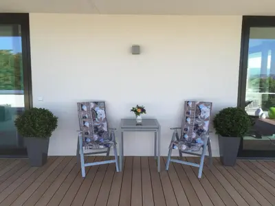 Ein Sitzbereich in der Unterkunft Wohnung mit Weitblick