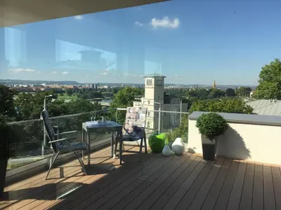 Ein Balkon oder eine Terrasse in der Unterkunft Wohnung mit Weitblick