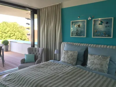 Ein Bett oder Betten in einem Zimmer der Unterkunft Wohnung mit Weitblick