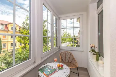Ein Balkon oder eine Terrasse in der Unterkunft Ferienapartments Pirna