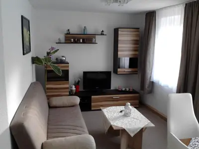 Ein Sitzbereich in der Unterkunft Ferienwohnung Mey