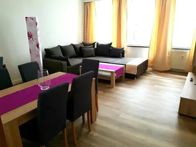 Ein Sitzbereich in der Unterkunft Ferienwohnung 1 Christiansdorf Freiberg