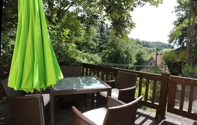 Ein Balkon oder eine Terrasse in der Unterkunft FEWO im sanierten Fachwerkhaus
