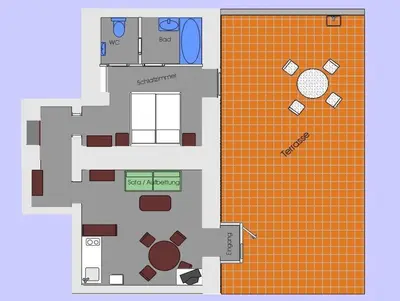 Grundriss der Unterkunft Ferienwohnung Franziska Wünsche, Wohnung 1
