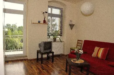 Ein Sitzbereich in der Unterkunft 3 Raum Fewo Dresden Zentrum - Balkon Blick auf Altstadt - L10