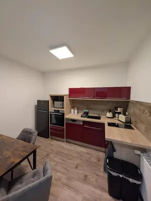 Küche/Küchenzeile in der Unterkunft Richter Apartments Finsterwalde mit Klimaanlage
