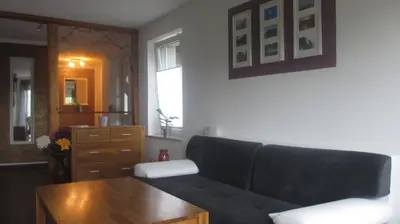 Ein Sitzbereich in der Unterkunft FeWo Strohbach