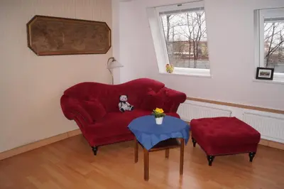 Ein Sitzbereich in der Unterkunft Stadtflitzerbude
