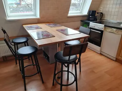 Küche/Küchenzeile in der Unterkunft Stadtflitzerbude
