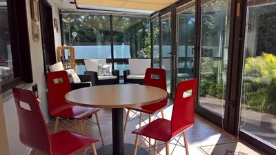Ein Sitzbereich in der Unterkunft Ferienhaus Maxen
