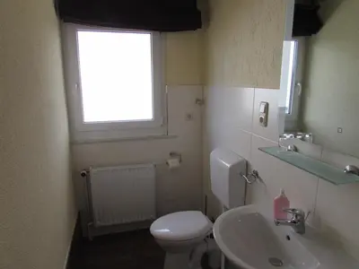 Ein Badezimmer in der Unterkunft Pension Am Heiderand