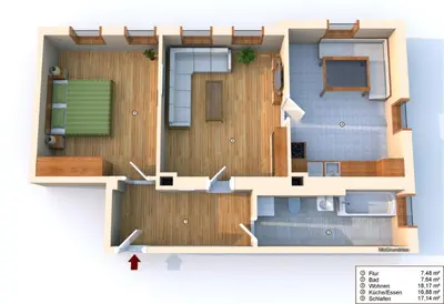 Grundriss der Unterkunft Ferienwohnung Voss 2