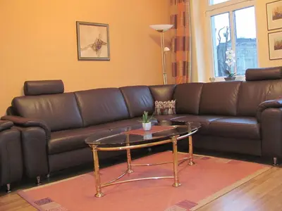 Ein Sitzbereich in der Unterkunft Ferienwohnung Voss 2