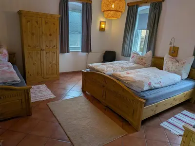 Ein Bett oder Betten in einem Zimmer der Unterkunft Ferienwohnung Lindemann