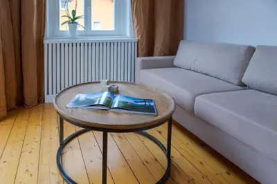 Ein Sitzbereich in der Unterkunft Villa Elbufer