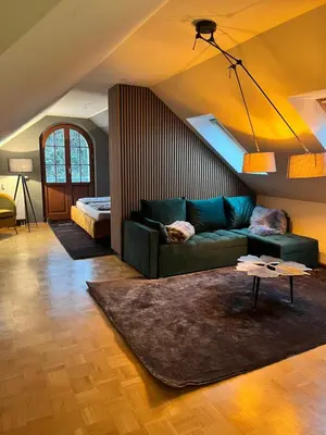 Ein Sitzbereich in der Unterkunft Villa am Grossen Garten